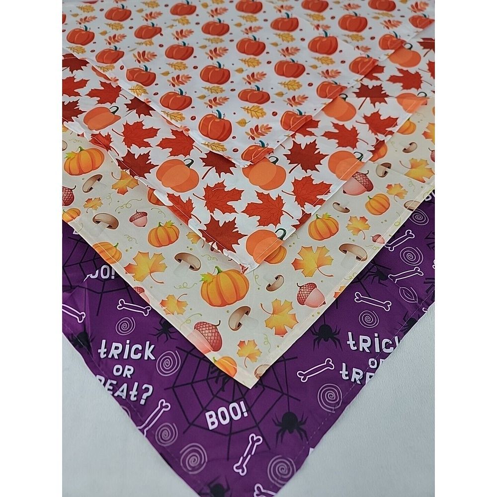 Fall Dog Bandana Flexible Decorative‎ Smooth Scarf Bib Halloween Pumpkin Leaves